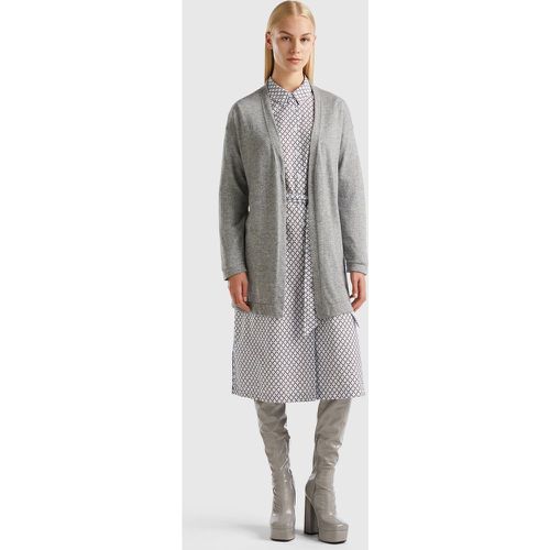 Benetton, Gilet Ouvert Gris Clair En Mélange De Laine Et De Cachemire, taille L, Gris Clair - United Colors of Benetton - Modalova