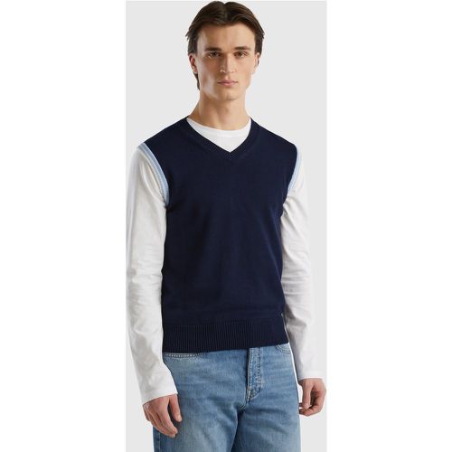 Benetton, Veste Sans Manches Regular 100 % Coton, taille XXL, Bleu Foncé - United Colors of Benetton - Modalova