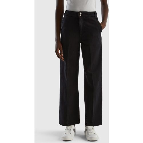 Benetton, Pantalon Taille Haute À Jambe Ample, taille 46, Noir - United Colors of Benetton - Modalova