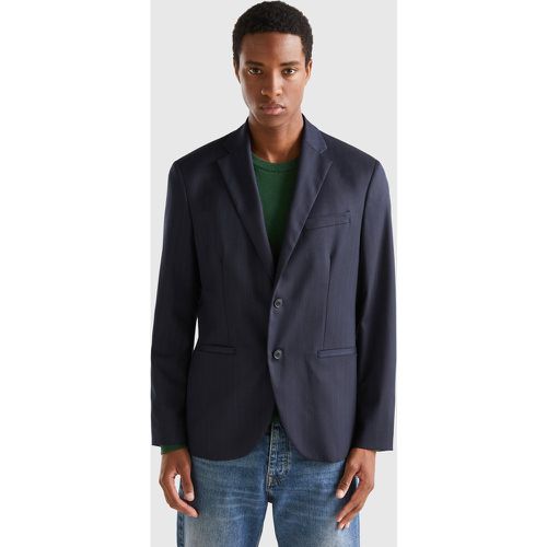 Benetton, Blazer Effet Rayures Craie, taille 44, Bleu Foncé - United Colors of Benetton - Modalova