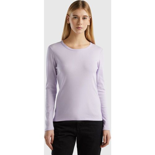 Benetton, T-shirt Manches Longues En Pur Coton, taille XS, Lilas - United Colors of Benetton - Modalova