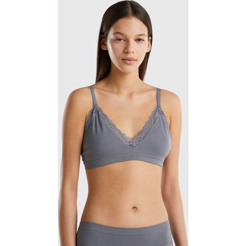 Benetton, Soutien-gorge Triangle À Bords-côtes, taille M-L, Gris - United Colors of Benetton - Modalova
