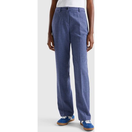 Benetton, Pantalon Regular À Motif Pied-de-poule, taille 38, Bleu - United Colors of Benetton - Modalova