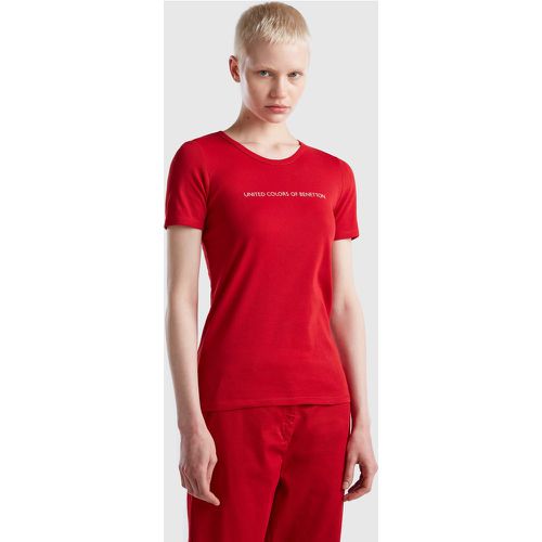 Benetton, T-shirt 100% Coton Avec Logo Imprimé Pailleté, taille M, Rouge - United Colors of Benetton - Modalova