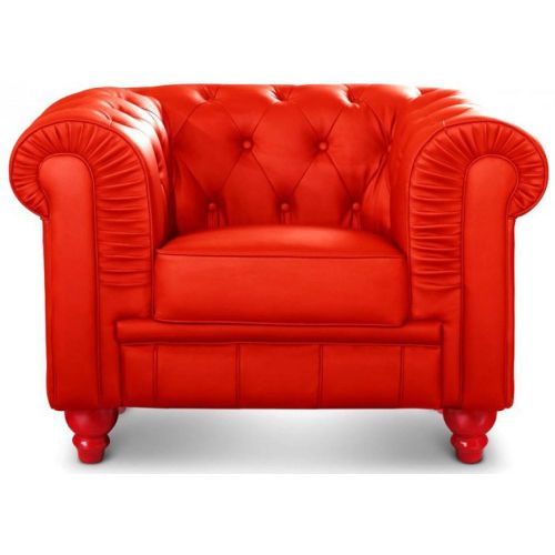 Fauteuil Chesterfield simili Rouge - 3S. x Home - Modalova