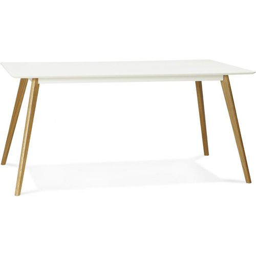 Table à Manger rectangulaire blanche pieds bois CANDY - 3S. x Home - Modalova