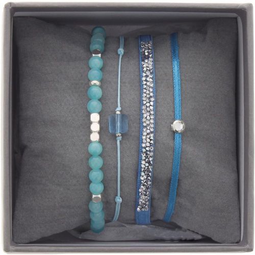 Bracelet A38646 - Bracelet Tissu Turquoise Cristaux Swarovski - Les Interchangeables - Modalova