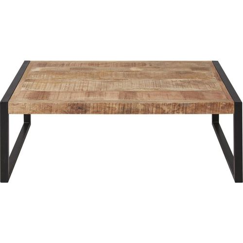 Table basse en bois mango plateau 6cm d'épaisseur et structure en metal noir MADRAS - 3S. x Home - Modalova