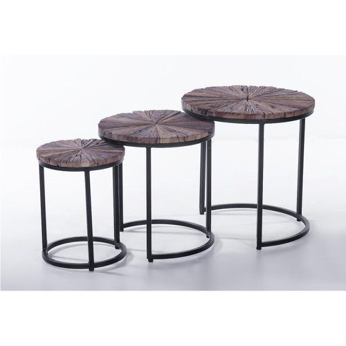Set de 3 tables gigogne ronde en bois recyclé et piétement metal BOGATA - 3S. x Home - Modalova