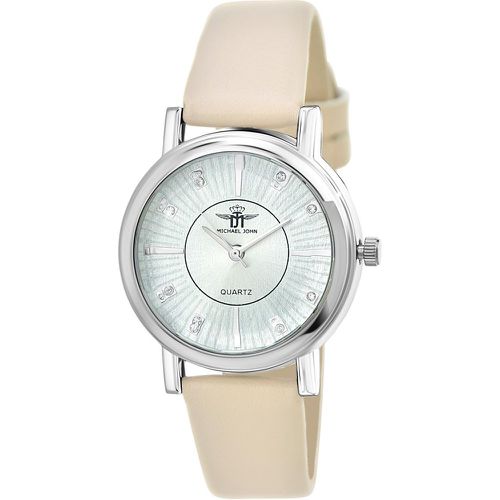 Montre Delphine acier cuir beige ornée de Cristaux scintillants - So Charm Montres - Modalova