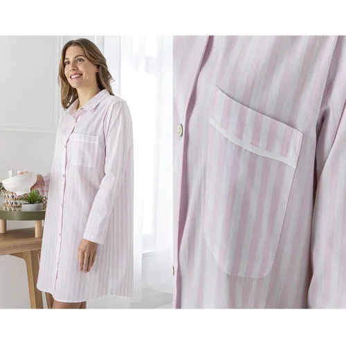 Chemise de nuit rayée - HOMEWEAR- en coton - Becquet - Modalova