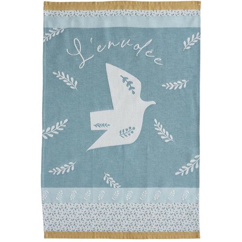 Torchon imprimé en jacquard de coton, L'ENVOLEE POETIQUE- moyen-50 x 75 cm - Coucke - Modalova