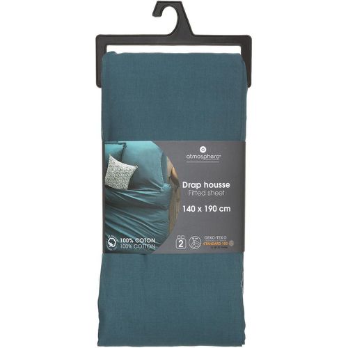 Drap-housse en coton, bleu canard, bonnet H30cm, 140x190 cm - 3S. x Home - Modalova