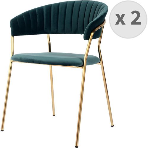 Lot de 2 chaises Contemporain avec accoudoirs en velours Celadon et métal doré - 3S. x Home - Modalova