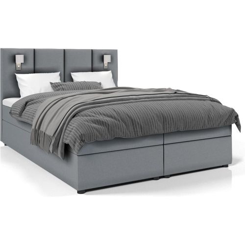 Lit boxspring lumière intégrée avec matelas et sur-matelas Parmako Tissu - 3S. x Home - Modalova