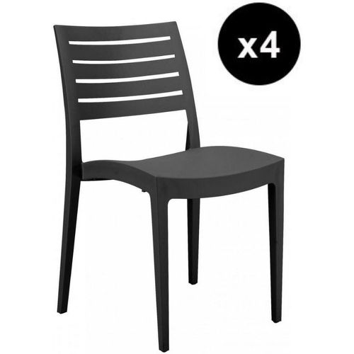 LOT DE 4 CHAISES De Jardin Firenze Anthracite - 3S. x Home - Modalova