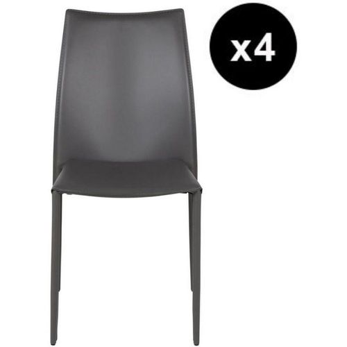 Lot de 4 chaises en cuir gris - 3S. x Home - Modalova