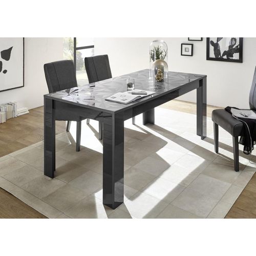 Table extensible 180x90cm PRISMA laqué anthracite brillant - 3S. x Home - Modalova