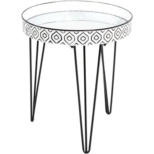 Table d'appoint structure en tube d'acier avec plateau en métal laqué - et verre miroir - 3S. x Home - Modalova