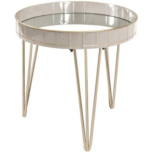 Table d'appoint structure en tube d'acier couleur Bronze et plateau en Métal laqué avec en Verre miroir - 3S. x Home - Modalova