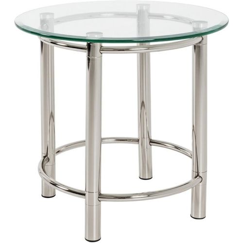 Table d'appoint ronde acier chromé poli plateau verre trempé - 3S. x Home - Modalova