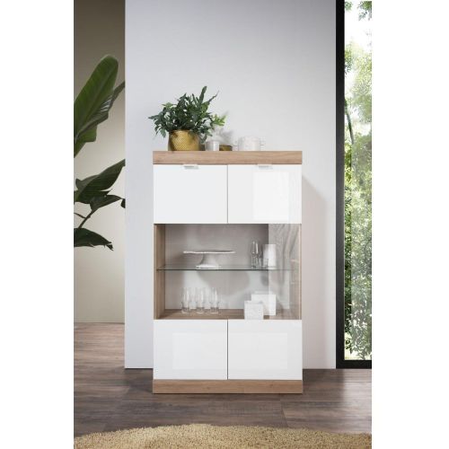 Vitrine 2 portes chene cadiz blanc - 3S. x Home - Modalova