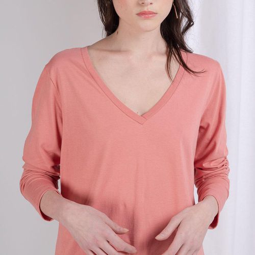 Tee-shirt en coton bio col V Alba rose - 3S. x Le Vestiaire - Modalova