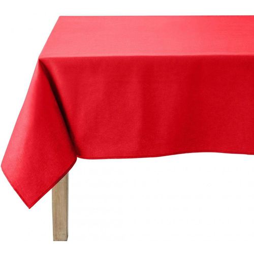 Nappe ronde unie en coton, traitée Teflon, Made in France, CAMBRAI, Rouge - Coucke - Modalova