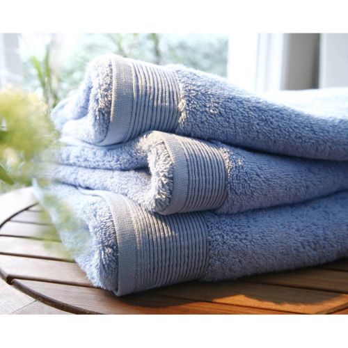 Drap de bain micro-coton 600 grm² uni - Bleu - Blanc des Vosges - Modalova