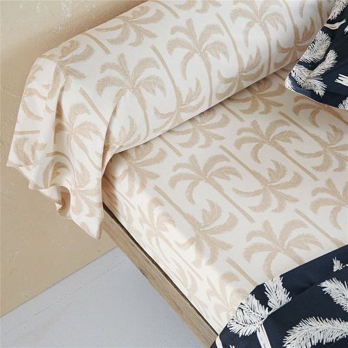 Drap plat TOURISME palmiers design, beige en coton - Becquet - Modalova