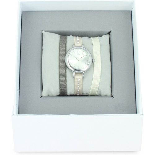 Coffret A57273 - Montre Ruban Bracelet Crème Boîtier Argenté Palladium - Les Interchangeables - Modalova