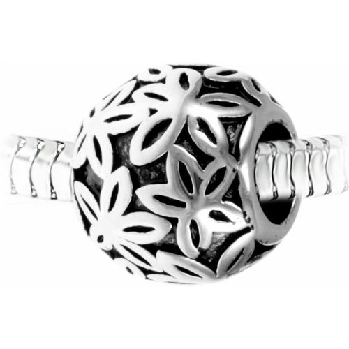 Charm perle ornemental Fleurs acier par SC Crystal - So Charm Bijoux - Modalova