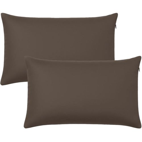 Lot de 2 housses de coussin accoudoir doudoune - Taupe - Becquet - Modalova