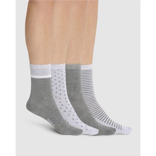 Lot de 4 paires de chaussettes gris/blanc - Dim Chaussant - Modalova
