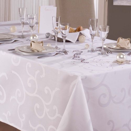 Nappe rectangulaire en tissu damassé enduit MADIGAN Blanche - Calitex - Modalova