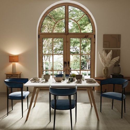 Chaise de salle à manger design en velours Aurore marine - POTIRON PARIS - Modalova