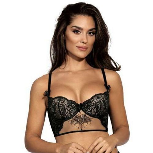 Soutien-gorge corset armatures Noir à voile transparent Axami - Axami lingerie - Modalova