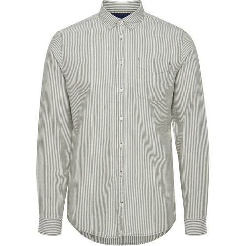 Chemise Manches Longues Rayée en Coton - Blanc et Loden - Blend - Modalova