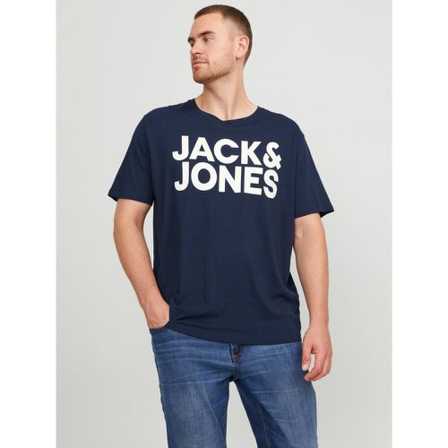 T-shirt Regular Fit Col rond Manches courtes Bleu Marine en coton Ilan - jack & jones - Modalova