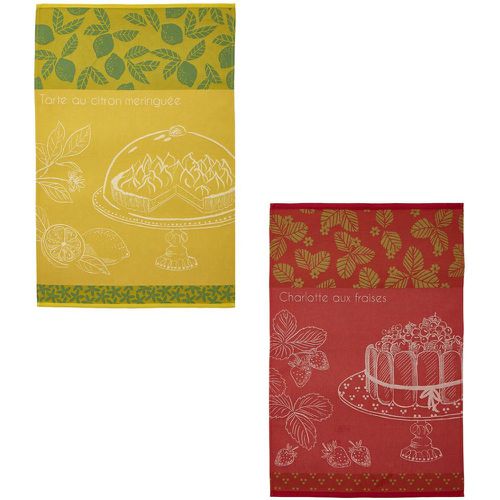 Lot de 2 torchons imprimés en jacquard de coton Tarte et Charlotte - Coucke - Modalova