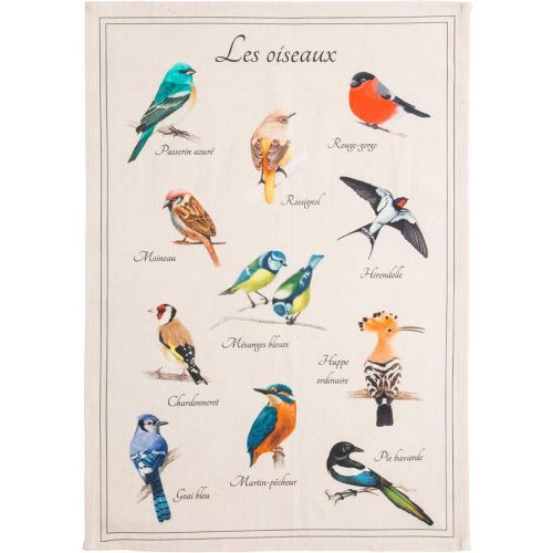 Torchon en métis imprimé, Oiseaux, 50 x 70 cm - Coucke - Modalova