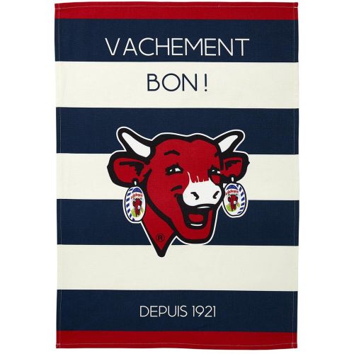 Torchon imprimé en coton Vache qui rit à rayures 50x75cm - Coucke - Modalova