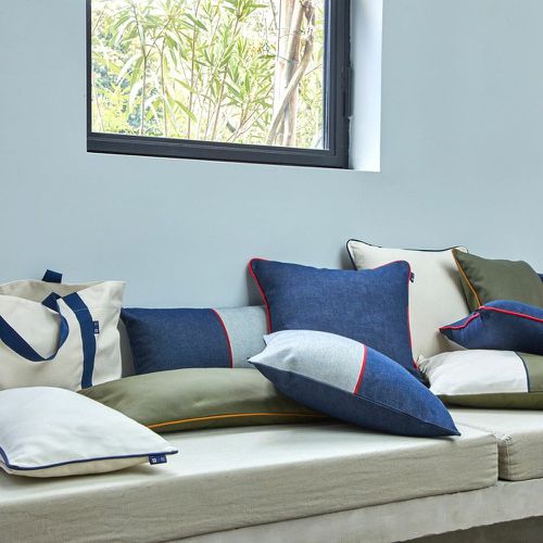 Enveloppe de coussin + intérieur BICOLORES Indigo - Blanc des Vosges - Modalova