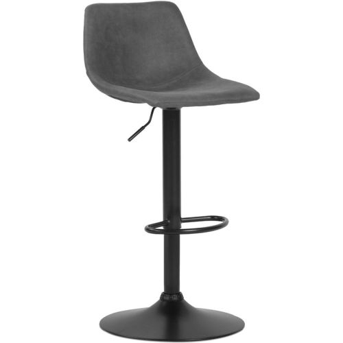Tabouret réglable design 'OMALET' en microfibre foncé et pied en métal noir - ALTEREGO - Modalova