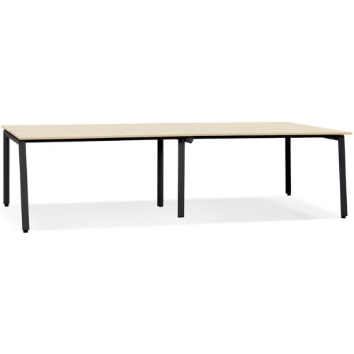 Double bureau bench ou table de réunion 'AMADEUS' en bois finition naturelle et métal noir - ALTEREGO - Modalova