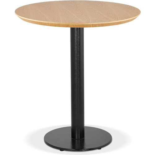 Petite table à diner 'BASTILLE' ronde en bois finition naturelle et fonte noire - ALTEREGO - Modalova