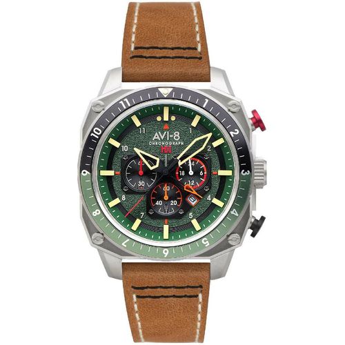 Montre Hawker Hunter Dual Time Chrono AV-4100-01 avec bracelet en cuir - Avi-8 - Modalova