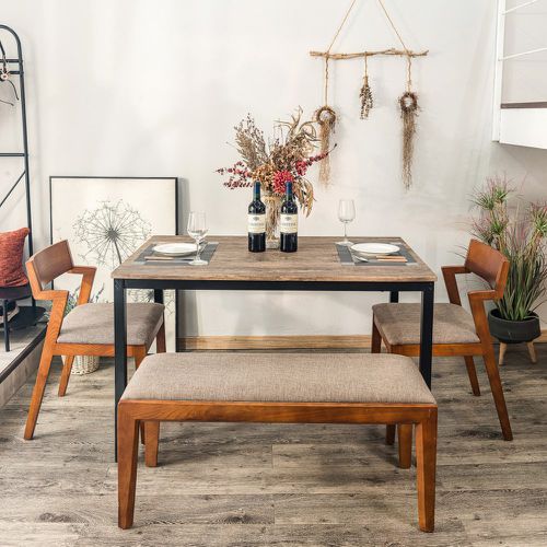 Table de salle à manger en métal noir et en bois Gris - 3S. x Home - Modalova