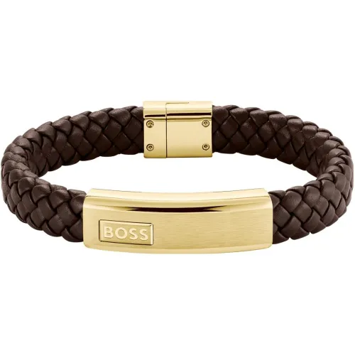 Bracelet Lander - 1580746M Acier, Cuir - Boss Bijoux - Modalova