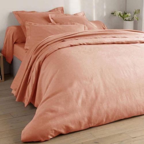 Housse de couette Uni en lin lavé blush - Becquet - Modalova